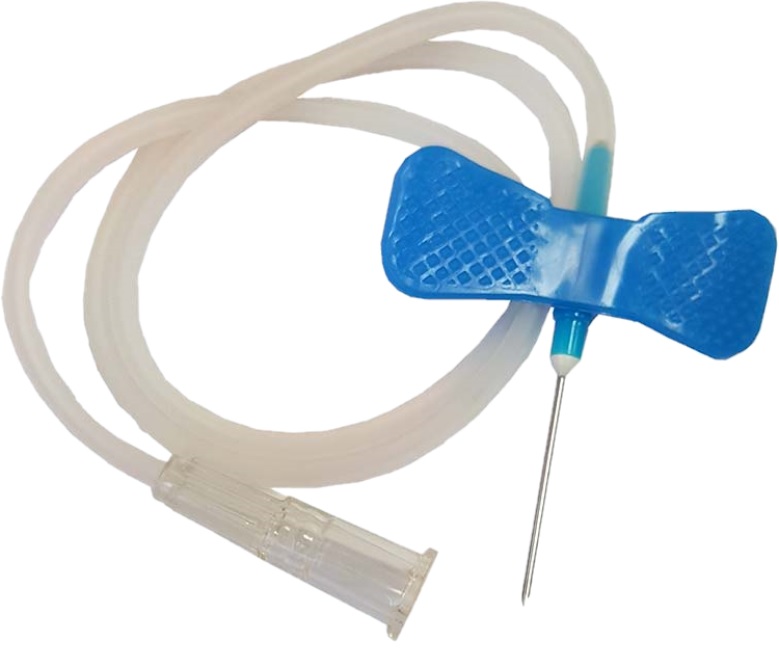Infusion Set Butterfly Scalp Vein Winged 23 Gauge 3/4 Inch 12 Inch Tubing Without Port Deep Blue Latex Free (50/BX) by Exel Corporation  ID 26706